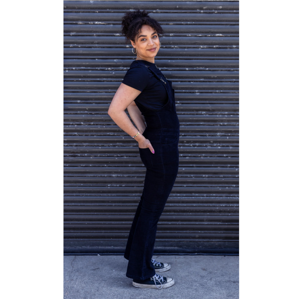 Run & Fly - Skinny Flared Cord Salopette - Noir
